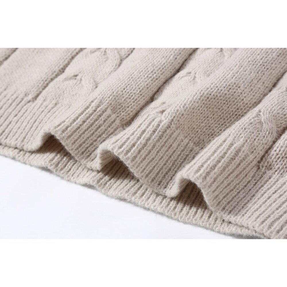 Stylish Women's Chunky Knit Sweater Set - Long Pencil Skirt in Apricot, XL - Picture 6 of 6